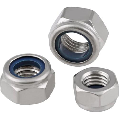 304 Stainless Steel Left Thread Hex Nut Self-locking Nylock Locknut M2 M3 M4 M5 M6 M8 M10 M12 M14 M16 M20 M22 M24 Lock Nut