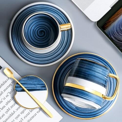 350ml Nordic ins simple mug with lid spoon creative personality trend ceramic cup office cup coffee cup