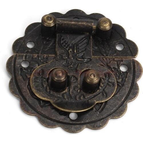 4pcs 10x10cm Antique Bronze Jewelry Box Buckle Shackle Lock Padlock Hasp Retro Wooden Storage Box Buckle