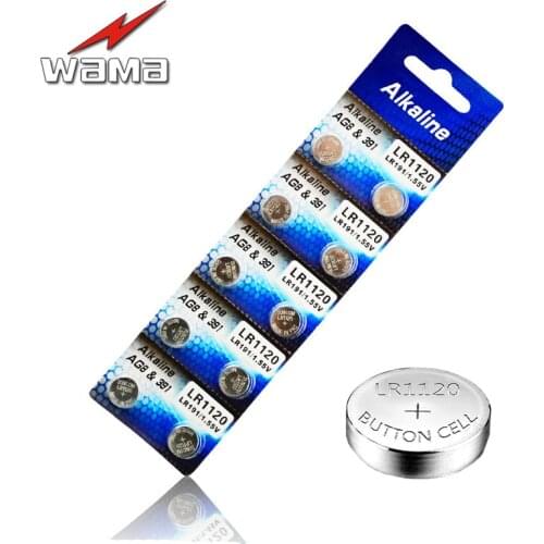 40x Wama AG8 1.55V Alkaline Button Cell Batteries LR55 LR191 LR1120 381 Watch Coin Battery for Disposable Calculator Toys
