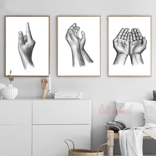DIY Diamond Embroidery Black and White Pious Prayer Hands Diamond Painting Triptych Cross Stitch square Drill Mosaic Decor A837