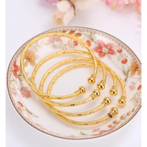 Bangrui 2pcs/lot Fashion Style Dubai Gold Jewelry For women men girls kids Bangles & Bracelets Duba INDIA Africa Jewelry gift