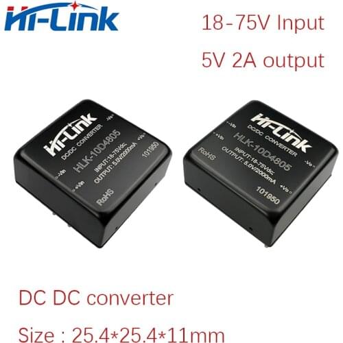 Free Ship 5pcs/lot 18-75V Input to 5V 2A 10W output 1500Vdc Isolation DC to DC switch power supply