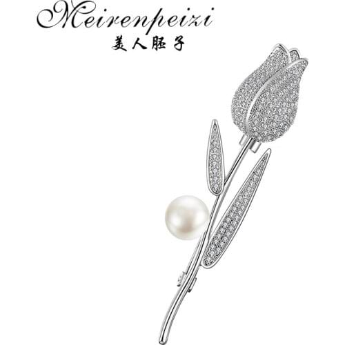 Meirenpeizi Luxury Woman Rose Flowers Rhinestone Brooches Flowers Leaf Crystal For Wedding Jewelry Scarf