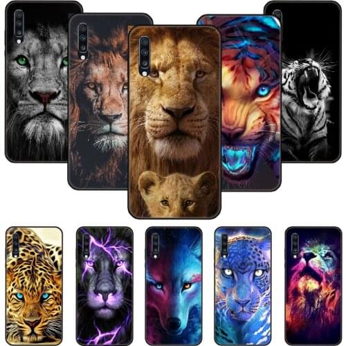 Phone Case For Samsung Galaxy A 50 51 71 70 7 5 10 20 30 40 41 21 S E Black Cover Prime Trend Bumper Lion Wolf Tiger Animals