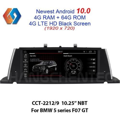 For BMW 5 Series F07 GT NBT Multimedia Android 10.0 HD Black Touch 1920x720 Car GPS Navigation 64G rom Built-in CarPlay BT WiFi