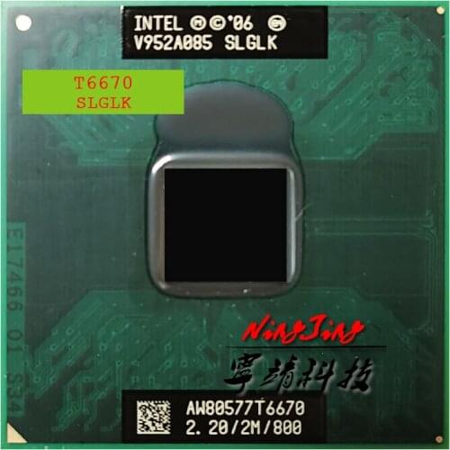 Intel Core 2 Duo Mobile T6670 SLGF5 2.2 GHz Dual-Core Dual-Thread CPU Processor 2M 35W Socket P