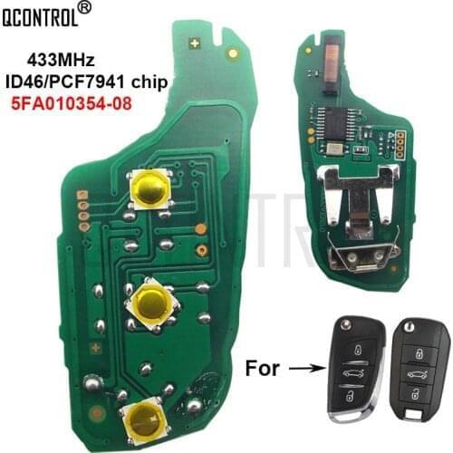 QCONTROL Car Remote Key Electronic Circuit Board for Citroen C5 434MHz FSK ID46 PCF7941 HU83 Uncut Blade 5FA010354-08