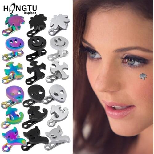 1PC Surgical Steel Dermal Piercings Studs Micro Dermal Anchor Threading Dermal Top Skin Diver Hide In Surface Body Jewelry 16G
