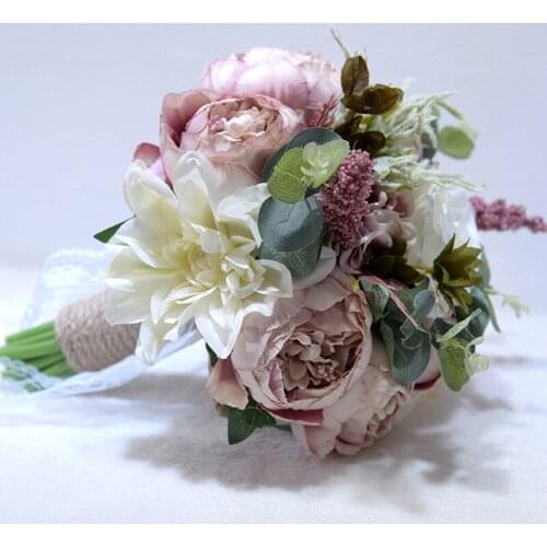 European Artificial Rose Peony Wedding Bouquets Flowers Bridal Bouquets Country Garden Bohemian Bride Bouquet de mariage flores
