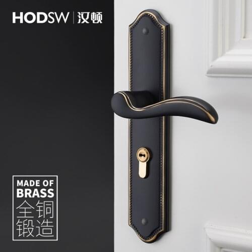 Brass Room Door Lock Handle Anti-Theft Mute Gate Lock Interior Door Knobs Lock European Style Retro Fashion Luxurious