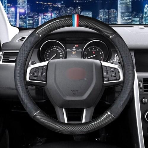 MIDOON Carbon Fiber Cow Leather Car Steering Wheel Cover For Range Land Rover Defender Freelander Discovery Sport X9 Evoque