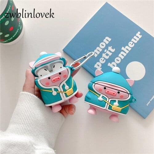 Cute Jacket Pig 3D Case For AirPods 1 2 Pro Box Cartoon Soft Silicone Wireless Bluetooth Earphone Protective Cover Accessories