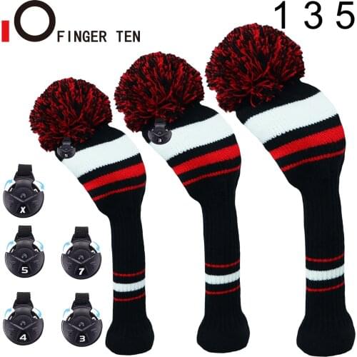3Pcs #1 #3 #5 Golf Club Headcovers Set for Driver Fairway Hybrid Cover Wool Knitted Sock Wood Head Covers 5 7 X Drop Shipping