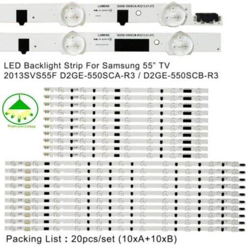 New Kit)20 PCS/set LED backlight strip D2GE-550SCB-R3 D2GE-550SCA-R3 for samsung UA55F6400AJ 2013SVS55F R 7 L 11 25312A 25313A