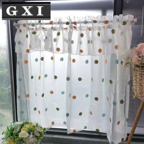 Pink and White Solid Tulle Curtain Regular Wave Edge Living Room Curtains Short Sheer Kitchen Balcony Window Drape