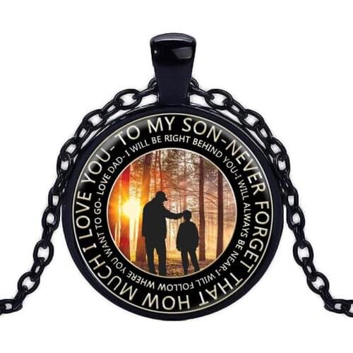 New Glass Gem Necklace Fashion Jewelry Father Son Family Necklace Letter Pendant Necklace