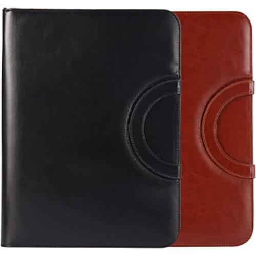 A4 PU Leather Zipper File Folder Bag Document Holder With Calculator Portable Business School Manage Briefcase Customize Logo