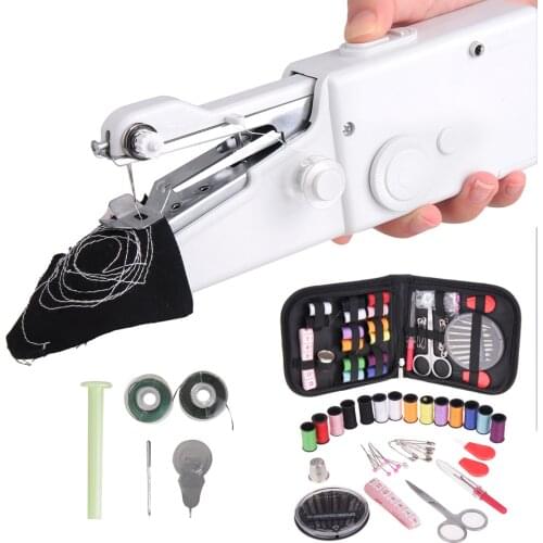 Portable Mini Hand Sewing Machine Household Cordless Electric Stitch Needlework Set for Quick Repairs DIY Clothes Stitchin