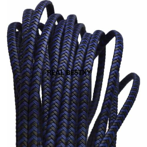 5m/lot approx:7*3mm black blue Braided Leather Cord Thread String Beading Cords for DIY Hand Made Jewelry Making Findings cords