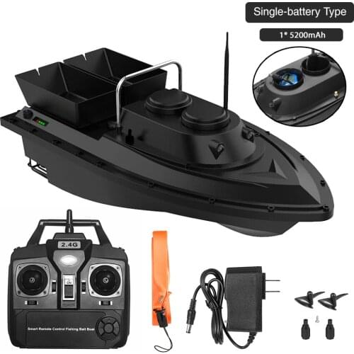 2 Battery D11 RC Boat Fish Finder Fishing Bait Boat 1.5kg Loading 500m Remote Control Fixed Speed 2 Motors 2 Bin 2 LED Light