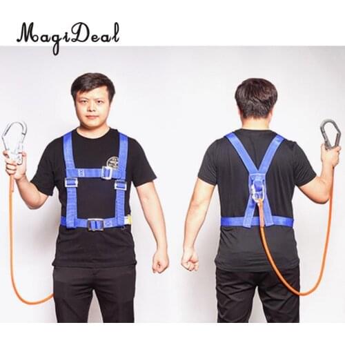 Rock Climbing Half Body Fall Protection Safety Harness Belt Lanyard with Carabiner CE Mountaineering Rescue Tree Arborist