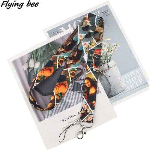 Flyingbee Oil Painting Art Key Chain Lanyard Neck Strap For Phone Keys ID Card Creative DIY Hang Rope Lariat Lanyard X1651