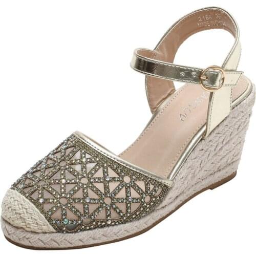 Summer Women Espadrille Fashion Braided Mesh Design Gladiator Sandals For Women Ankle Strap Platform Wedge Sandals Female Shoes