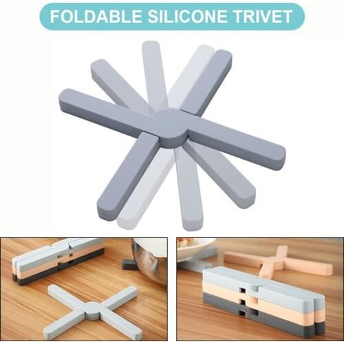Foldable Silicone Trivet Heat-Resistant Tabletop Placemat Collapsible Cross Pot Holder Trivets For Hot Pots Table Accessories