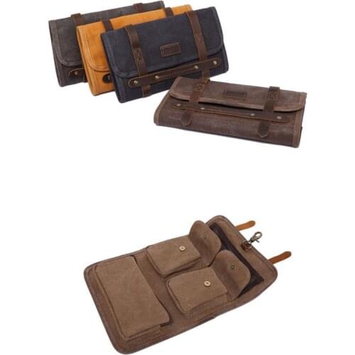 Waterproof Wax Canvas Toolkit Handbags for Men Vintage Solid Multi Function Day Clutch Bags Men Fold Retro Purses and Handbags