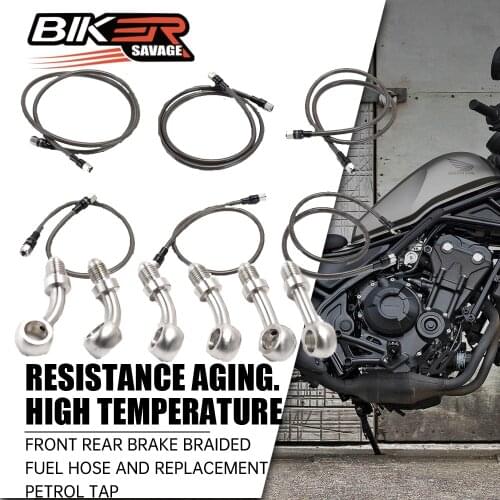 Universal Front Rear Brake Braided Fuel Hose Fultro Oil Gas Cooler Stainless Pipe Tube And Replacement Petrol Tap Tubing Adapter