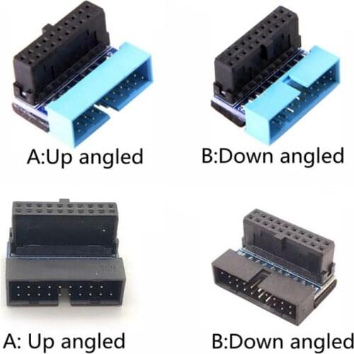 USB3.0 19pin 20pin Male To Female Extension Adapter Angled 90 Degree For Desktop Computer Motherboard Mainboard Connector Socket