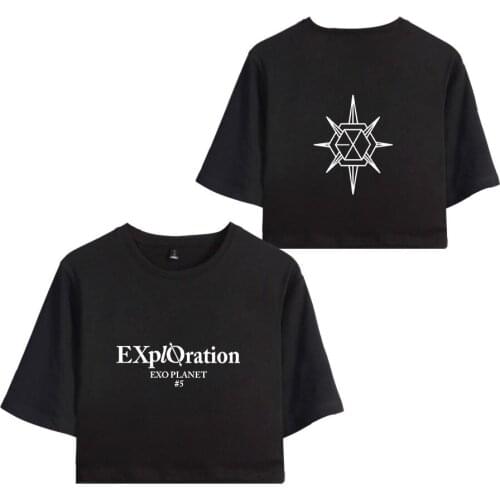 EXO 2019 tour EXO PLANET #5 - EXplOration Live Album print Women Tops Short Sleeve T-shirt Trendy Streetwear Girl Sexy T Shirt