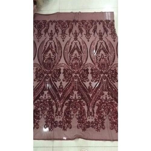 5 colors pure wine sequins fabric 2017 fashion african tulle lace fabric with full sequins 5yard high quality lace fabric