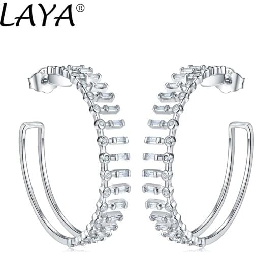 2021 New Fashion 925 Sterling Silver High Quality Clear Cubic Zirconium Hoop Earrings Classic Jewelry Gift For Womens Party