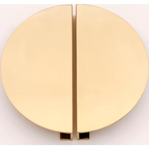 1Set H65 Round Semicircle Solid Brass Cabinet Knobs and Handles Drawer Furnitures Cupboard Wardrobe Knobs Book Cabinet Door Pull