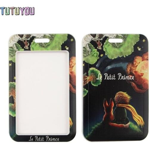 1pcs PC2771 Cartoon Fox And Prince Lanyards Id Badge Holder Keychain ID Card Pass Gym Mobile Badge Holder Lanyard Key Holder