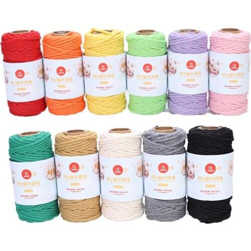 Handmade Boho Decor 3mm 100% Colorful Cotton Cord Rope Thread Twisted Macrame String DIY Home Wedding Decoration Supply