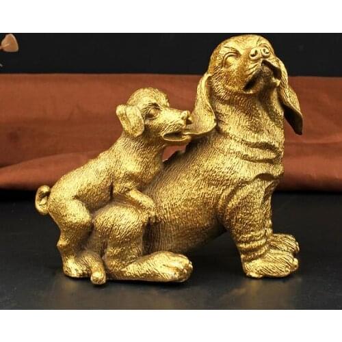 12cm Feng Shui copper 12 Zodiac dog home living room creative craft ornaments