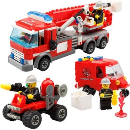 244pcs Kaizhi 8053 Fire Department Rescue Ladder Car Miniature Building Block Toy Gifts