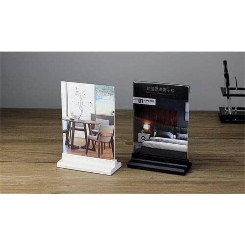 White Black Orange Acrylic Menu List Price Desk Display Stand A4 T Type Advertising Poster Photo Label Frame