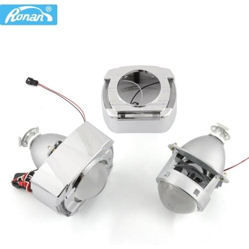 Ronan 3.0" Full Metal bi xenon projector lens with led angel eyes U shrouds h1 h4 h7 socket for car styling headlight retrofit