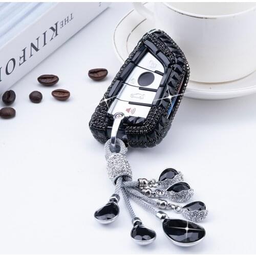 Diamond Key Case Crystal Car Smart Remote Key Cover For BMW X1 X3 X5 X6 Series 1 2 5 7 F15 F16 E53 E70 E39 F10 F30 G30 keychain