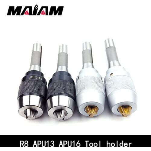 1pcs 100% new R8 APU13 APU16 tool holder R8 apu series M12 7/16 0.05 precision CNC integrated self-tightening lathe tools holder