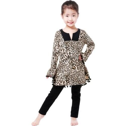 Kaiya Angel Baby Girl Boutique Winter Clothes Sets For Girls Cotton Leopard Print Toddler Fashion Girls outfits wholesale
