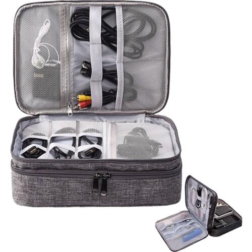 Travel Bag Digital Organizers Wires USB Cables Storage Bag Electronic Charger Power Battery Box Zipper Handle Bags accessories