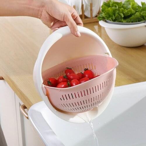 Double-layer drain basket bowl dishwashing kitchen strainer noodle vegetable and fruit drain basket