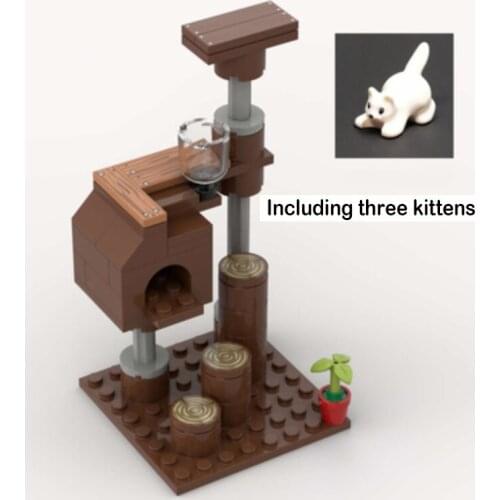 Moc Small Building Block Pet Crawling Rack Small Milk Cat Animal House Ornaments Accessories Children Toys