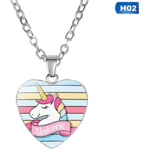 Creative Cute Unicorn Necklace Love Heart Chain Pendant Cartoon Rainbow Little Horse Pony Choker Childhood Necklaces & Pendants