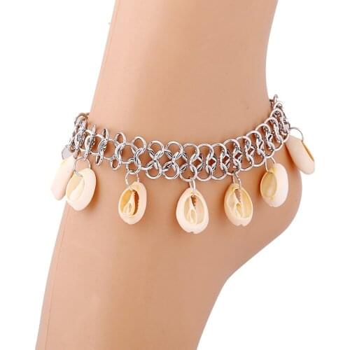 Summer Women Simple Sea Shell Pendant Anklet Chain Bohemian Leg Anklets Foot Jewelry Beach Anklets Bracelets